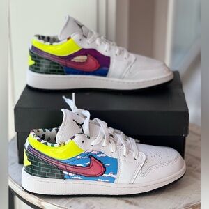 Nike Air Jordan 1 Low Old School Gaming School Minecraft Roblox Sneakers sz 5y